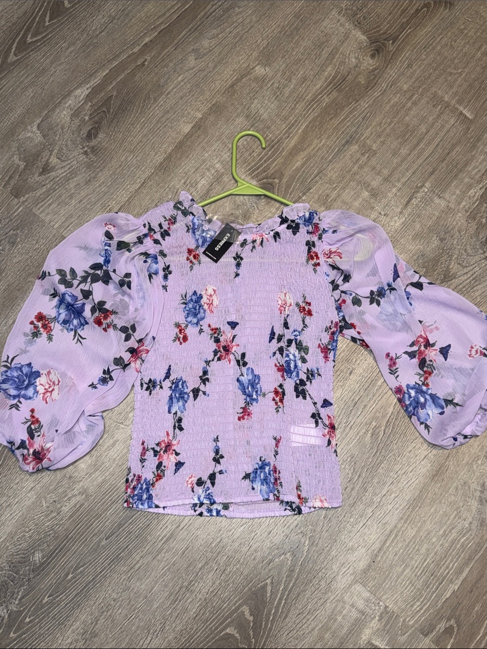 Lilac Floral Puff-Sleeve Top